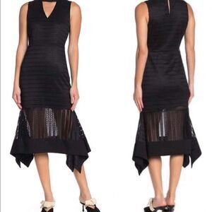 JOA New York Black Overlay Midi Dress Sz S